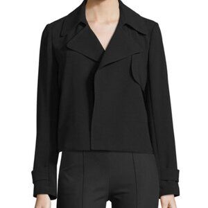 Theory Menefer Black Admiral Crepe Cropped Trench Jacket Blazer P $445 EUC